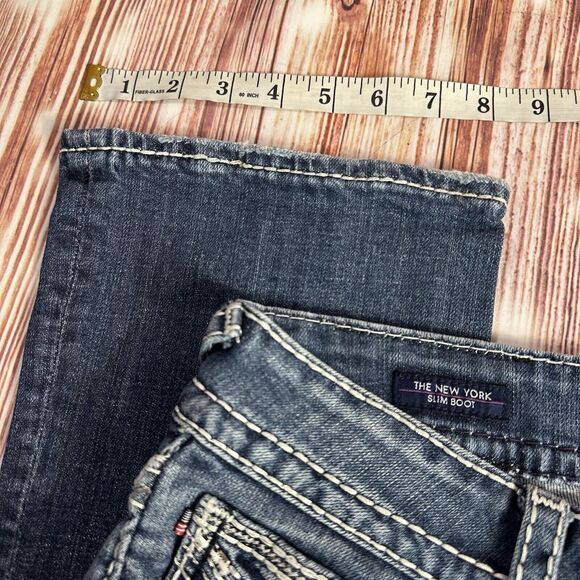 Vigoss NEW YORK SLIM BOOT Cut Size 7/8 Blue Mid Rise Jeans Denim Pants 31x30 - Picture 6 of 13